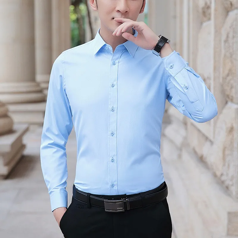 Men’s Slim Fit Light Blue Formal Shirt (Small)