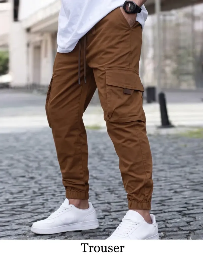 Brown Premium Slim-Fit Cargo Trousers