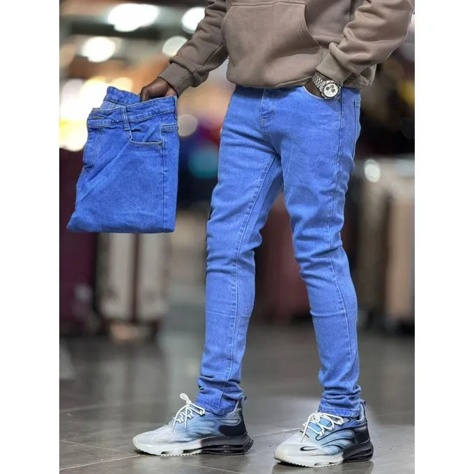 Premium Sky Blue Stretchable Jeans for Men (Small)