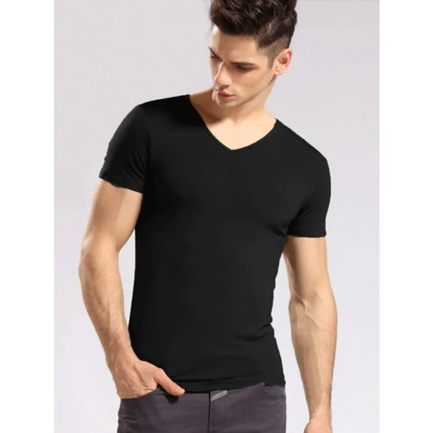 Man’s Black V-Neck T-Shirt (Small)