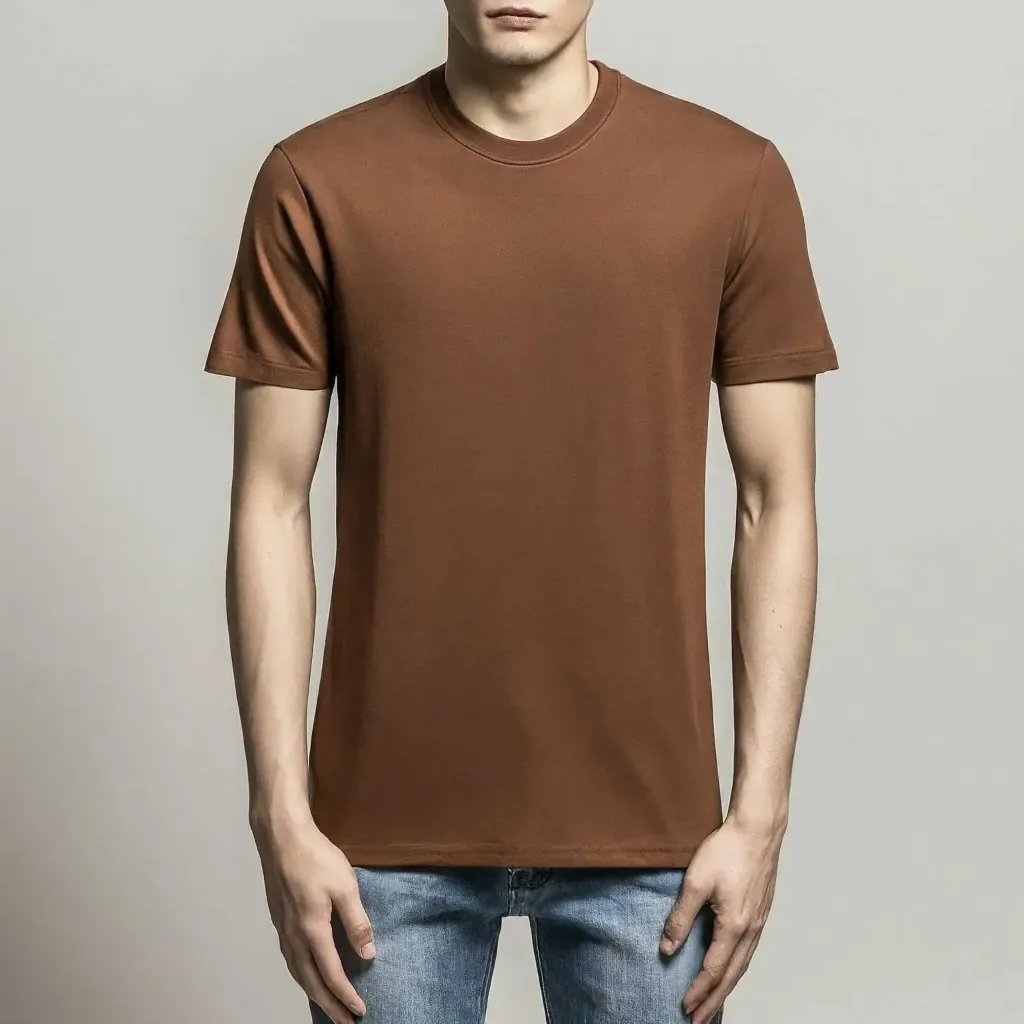 Men’s Premium Coffee Brown Crew Neck T-Shirt (Small)